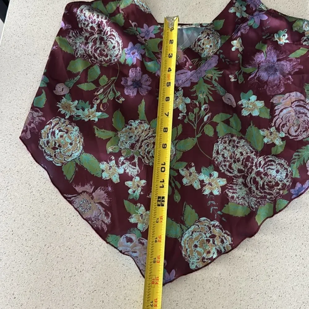 NWOT Free People Cami Floral Hanky Style Adjustable Straps Burgundy V Neck Tank